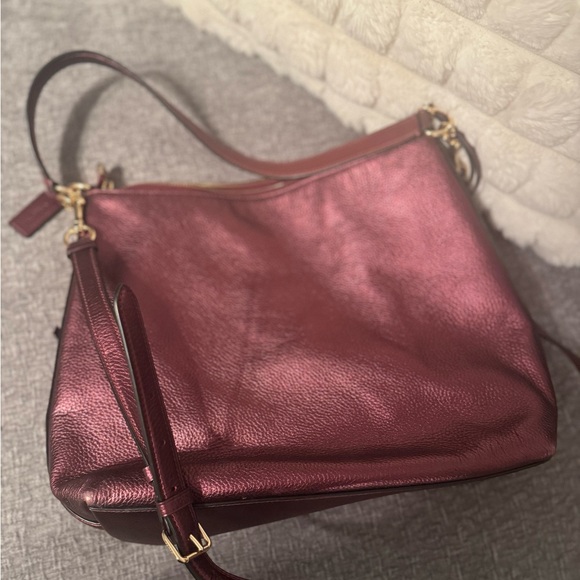 Coach Deep Red Leather Shoulder Bag - Picture 4 of 5